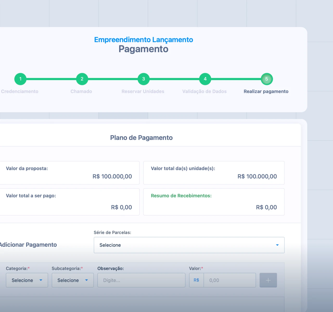 Pagamento e Assinatura de Contrato